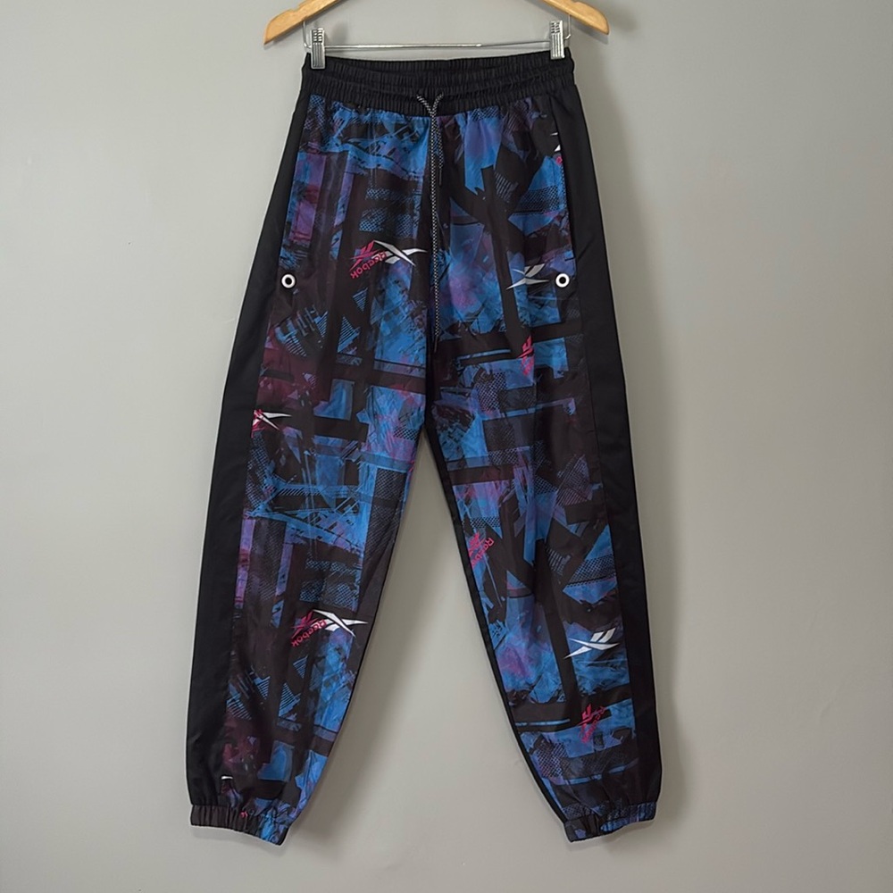 Reebok Workout Jogger Pants, Black/Blue/Pink, Size Small